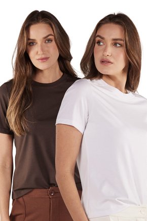 01 kit camisetas white e cafe
